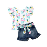 Conjunto 2pçs para Meninas - Camiseta estampada + short jeans